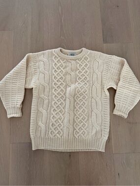 Blarney 100% wool chunky Irish Classic Cream Cable Knit Sweater